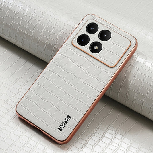 For Redmi K70 / K70 Pro AZNS Electroplated Frame Crocodile Texture Full Coverage Phone Case(White) - Xiaomi Cases by AZNS | Online Shopping UK | buy2fix