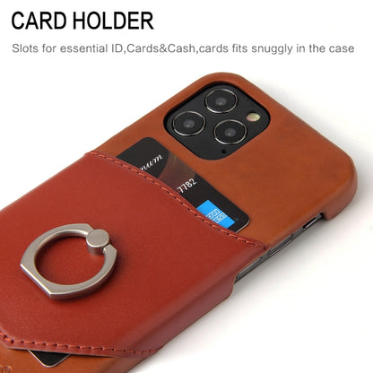 For iPhone 12 Pro Max Fierre Shann Oil Wax Texture Genuine Leather Back Cover Case with 360 Degree Rotation Holder & Card Slot(Light Brown+Dark Brown) - iPhone 12 Pro Max Cases by FIERRE SHANN | Online Shopping UK | buy2fix