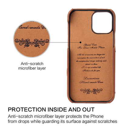 For iPhone 12 / 12 Pro Fierre Shann Oil Wax Texture Genuine Leather Back Cover Case with 360 Degree Rotation Holder & Card Slot(Light Brown+Dark Brown) - iPhone 12 / 12 Pro Cases by FIERRE SHANN | Online Shopping UK | buy2fix