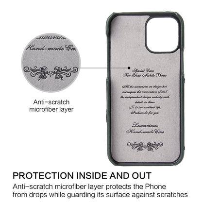 For iPhone 12 / 12 Pro Fierre Shann Oil Wax Texture Genuine Leather Back Cover Case with 360 Degree Rotation Holder & Card Slot(Black+Green) - iPhone 12 / 12 Pro Cases by FIERRE SHANN | Online Shopping UK | buy2fix