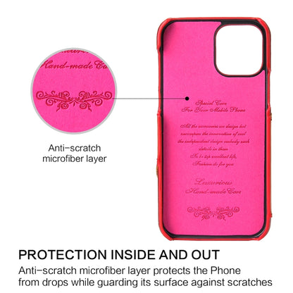 For iPhone 12 mini Fierre Shann Oil Wax Texture Genuine Leather Back Cover Case with 360 Degree Rotation Holder & Card Slot(Red+Light Brown) - iPhone 12 mini Cases by FIERRE SHANN | Online Shopping UK | buy2fix