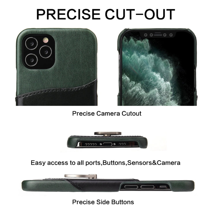 For iPhone 12 mini Fierre Shann Oil Wax Texture Genuine Leather Back Cover Case with 360 Degree Rotation Holder & Card Slot(Black+Green) - iPhone 12 mini Cases by FIERRE SHANN | Online Shopping UK | buy2fix