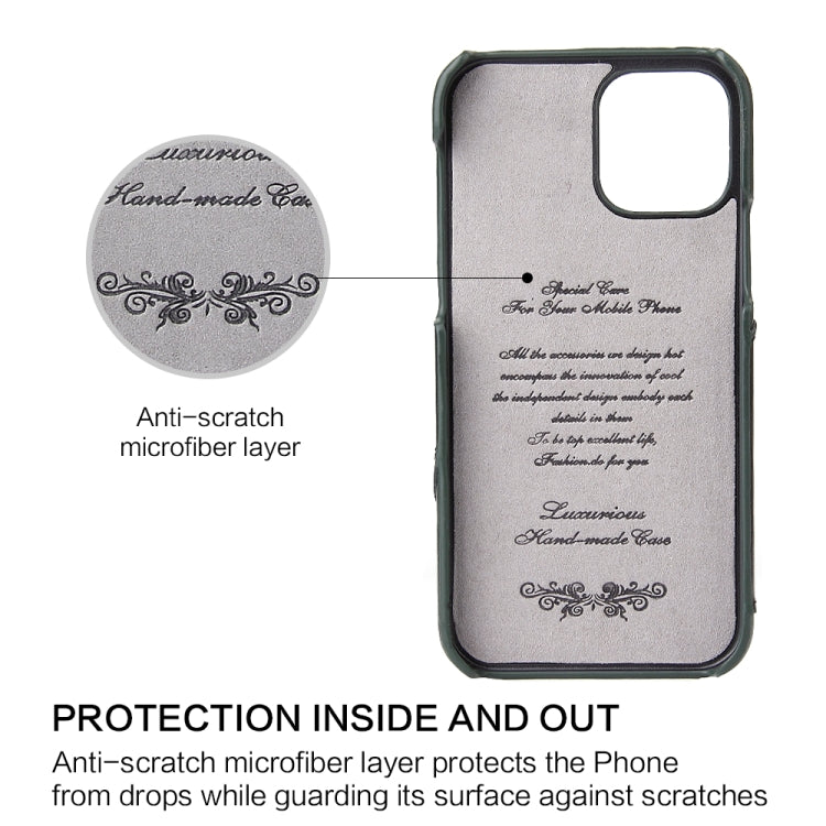 For iPhone 12 mini Fierre Shann Oil Wax Texture Genuine Leather Back Cover Case with 360 Degree Rotation Holder & Card Slot(Black+Green) - iPhone 12 mini Cases by FIERRE SHANN | Online Shopping UK | buy2fix