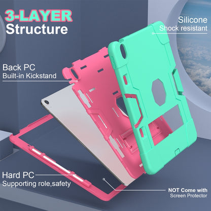 For iPad Air 13 2025 / 2024 Contrast Color Silicone Acrylic PC Tablet Case with Holder(Mint Green Rose Red) - iPad Air 13 2025 / 2024 Cases by buy2fix | Online Shopping UK | buy2fix