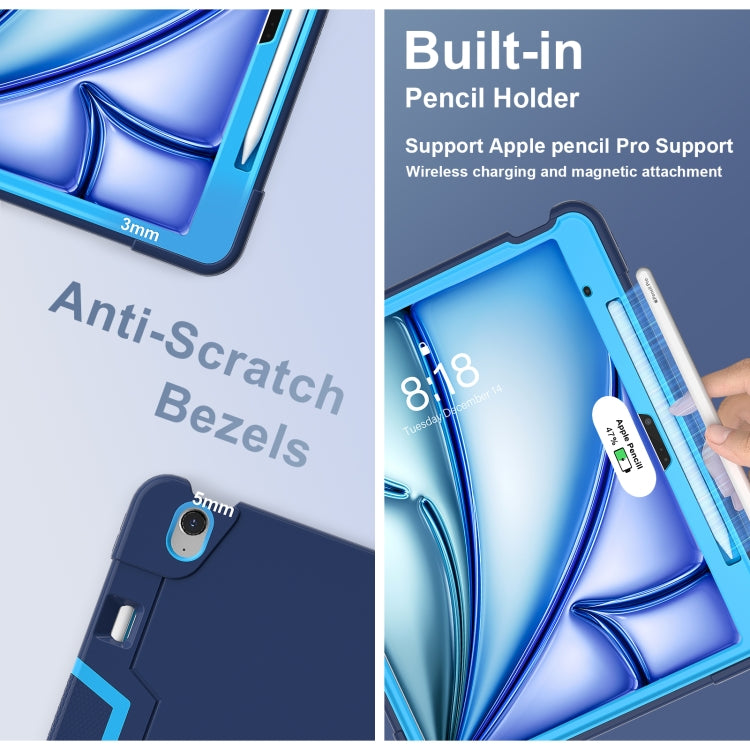 For iPad Air 13 2025 / 2024 Contrast Color Silicone Acrylic PC Tablet Case with Holder(Navy Blue) - iPad Air 13 2025 / 2024 Cases by buy2fix | Online Shopping UK | buy2fix