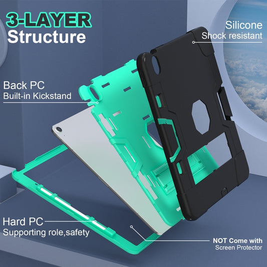 For iPad Air 13 2025 / 2024 Contrast Color Silicone Acrylic PC Tablet Case with Holder(Black Mint Green) - iPad Air 13 2025 / 2024 Cases by buy2fix | Online Shopping UK | buy2fix
