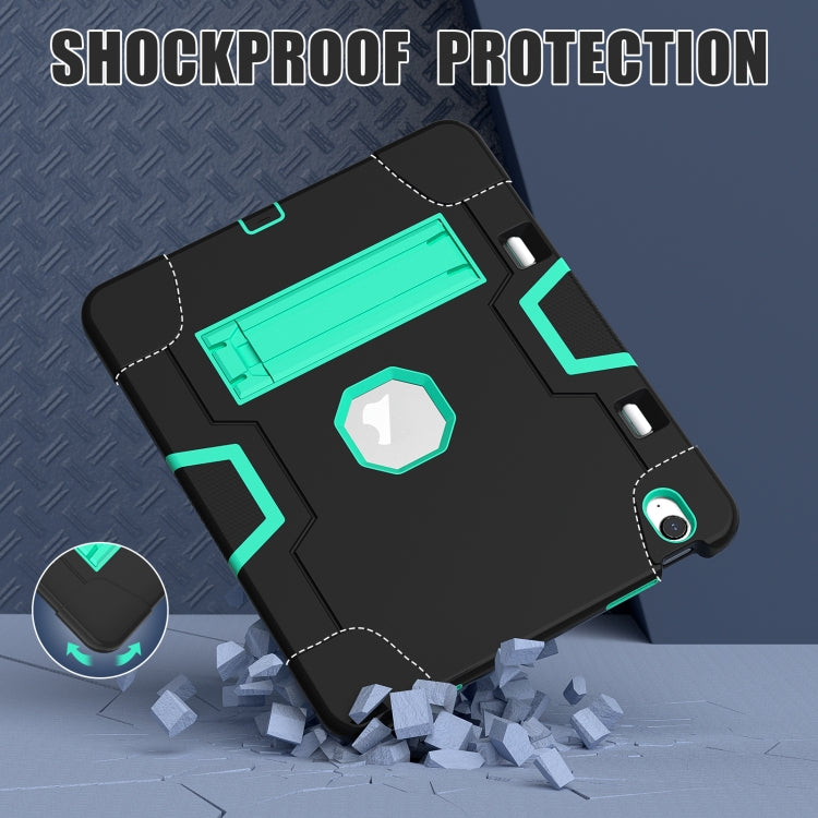For iPad Air 13 2025 / 2024 Contrast Color Silicone Acrylic PC Tablet Case with Holder(Black Mint Green) - iPad Air 13 2025 / 2024 Cases by buy2fix | Online Shopping UK | buy2fix