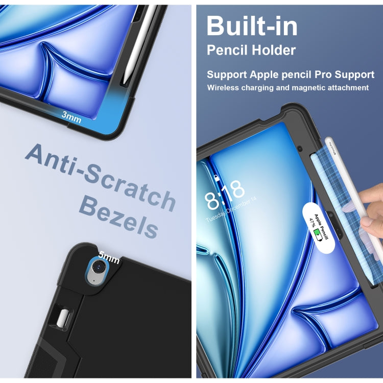 For iPad Air 13 2025 / 2024 Contrast Color Silicone Acrylic PC Tablet Case with Holder(Black) - iPad Air 13 2025 / 2024 Cases by buy2fix | Online Shopping UK | buy2fix