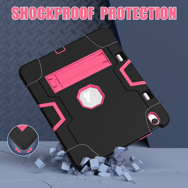 For iPad Air 13 2025 / 2024 Contrast Color Silicone Acrylic PC Tablet Case with Holder(Black Rose Red) - iPad Air 13 2025 / 2024 Cases by buy2fix | Online Shopping UK | buy2fix
