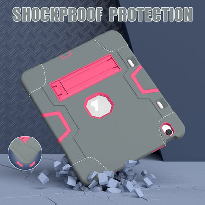 For iPad Air 13 2025 / 2024 Contrast Color Silicone Acrylic PC Tablet Case with Holder(Grey Rose Red) - iPad Air 13 2025 / 2024 Cases by buy2fix | Online Shopping UK | buy2fix