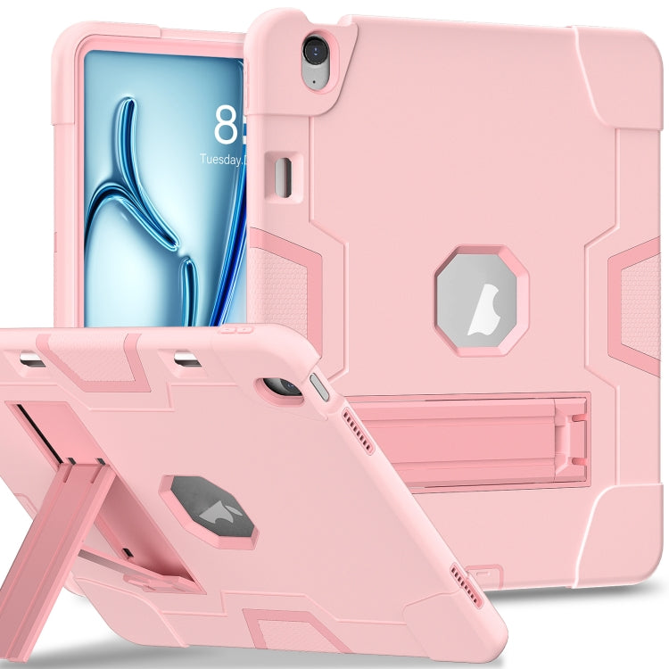 For iPad Air 13 2025 / 2024 Contrast Color Silicone Acrylic PC Tablet Case with Holder(Rose Gold) - iPad Air 13 2025 / 2024 Cases by buy2fix | Online Shopping UK | buy2fix