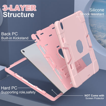 For iPad Air 13 2025 / 2024 Contrast Color Silicone Acrylic PC Tablet Case with Holder(Rose Gold) - iPad Air 13 2025 / 2024 Cases by buy2fix | Online Shopping UK | buy2fix