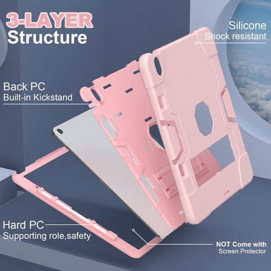 For iPad Air 13 2025 / 2024 Contrast Color Silicone Acrylic PC Tablet Case with Holder(Rose Gold) - iPad Air 13 2025 / 2024 Cases by buy2fix | Online Shopping UK | buy2fix