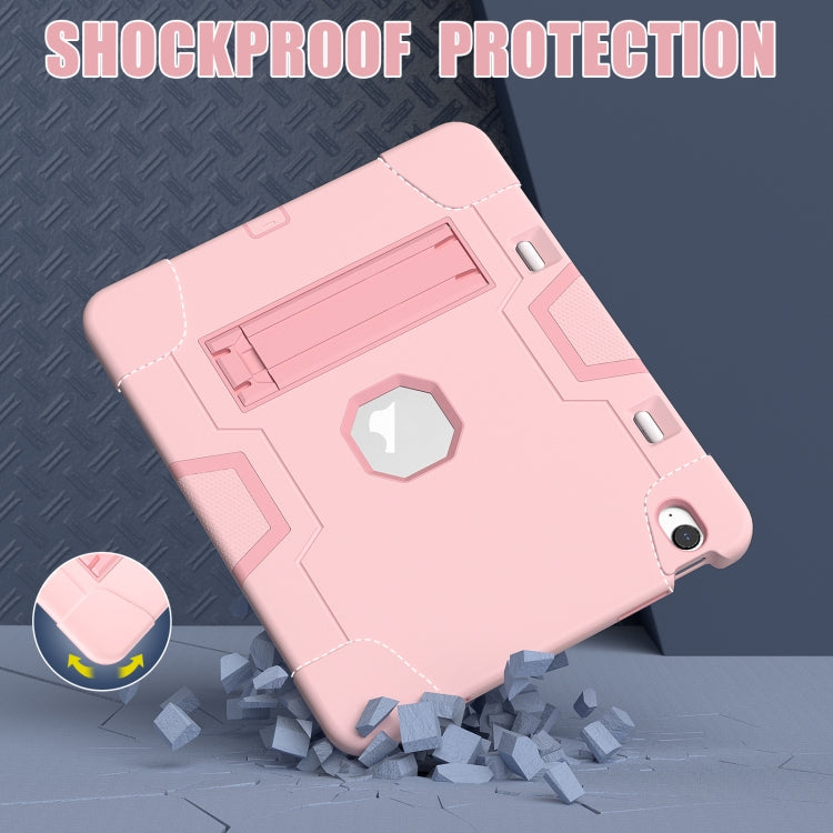 For iPad Air 13 2025 / 2024 Contrast Color Silicone Acrylic PC Tablet Case with Holder(Rose Gold) - iPad Air 13 2025 / 2024 Cases by buy2fix | Online Shopping UK | buy2fix