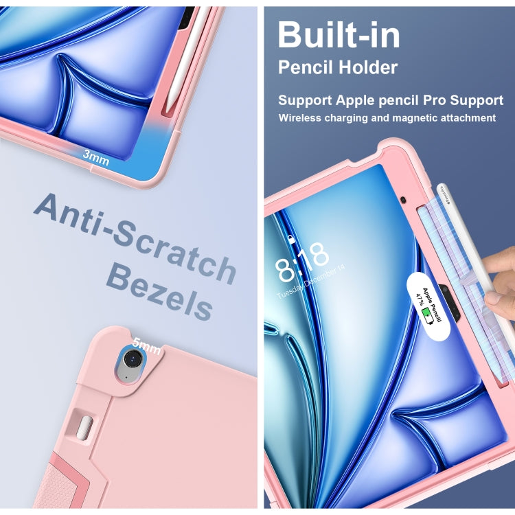 For iPad Air 13 2025 / 2024 Contrast Color Silicone Acrylic PC Tablet Case with Holder(Rose Gold) - iPad Air 13 2025 / 2024 Cases by buy2fix | Online Shopping UK | buy2fix