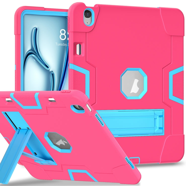 For iPad Air 13 2025 / 2024 Contrast Color Silicone Acrylic PC Tablet Case with Holder(Rose Red Blue) - iPad Air 13 2025 / 2024 Cases by buy2fix | Online Shopping UK | buy2fix