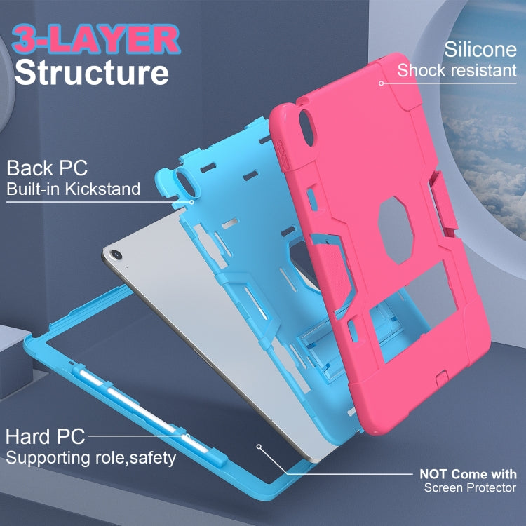 For iPad Air 13 2025 / 2024 Contrast Color Silicone Acrylic PC Tablet Case with Holder(Rose Red Blue) - iPad Air 13 2025 / 2024 Cases by buy2fix | Online Shopping UK | buy2fix