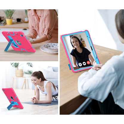 For iPad Air 13 2025 / 2024 Contrast Color Silicone Acrylic PC Tablet Case with Holder(Rose Red Blue) - iPad Air 13 2025 / 2024 Cases by buy2fix | Online Shopping UK | buy2fix