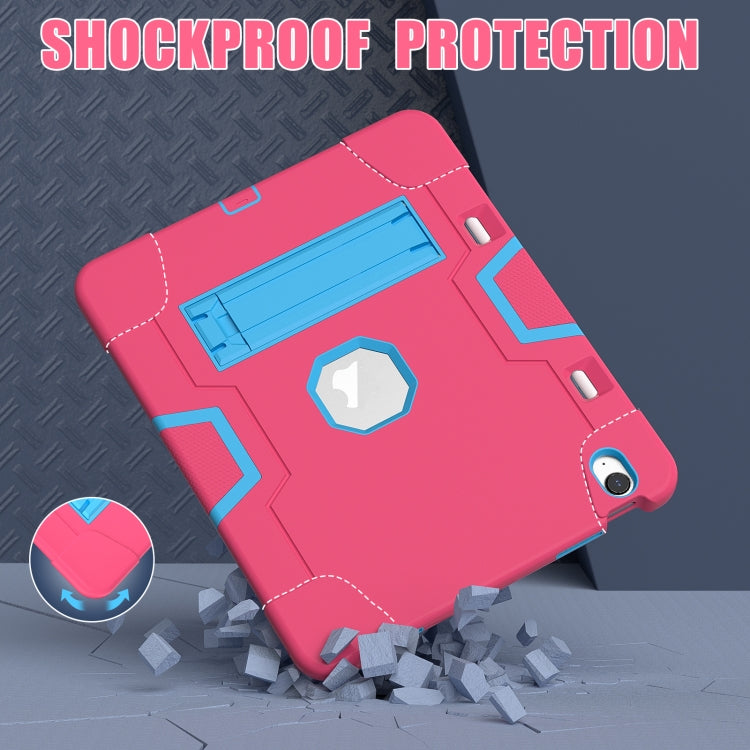 For iPad Air 13 2025 / 2024 Contrast Color Silicone Acrylic PC Tablet Case with Holder(Rose Red Blue) - iPad Air 13 2025 / 2024 Cases by buy2fix | Online Shopping UK | buy2fix