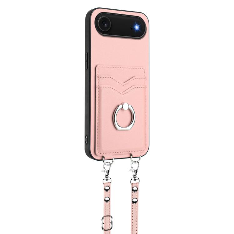 For iPhone Air R20 Crossbody Rope Ring Card Holder Phone Case(Pink) - iPhone Air Cases by buy2fix | Online Shopping UK | buy2fix