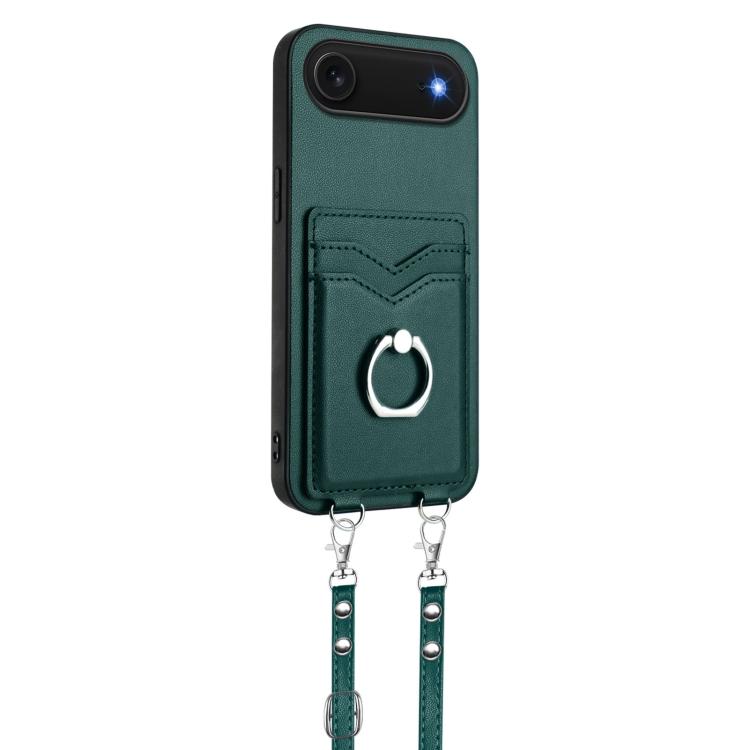 For iPhone Air R20 Crossbody Rope Ring Card Holder Phone Case(Green) - iPhone Air Cases by buy2fix | Online Shopping UK | buy2fix
