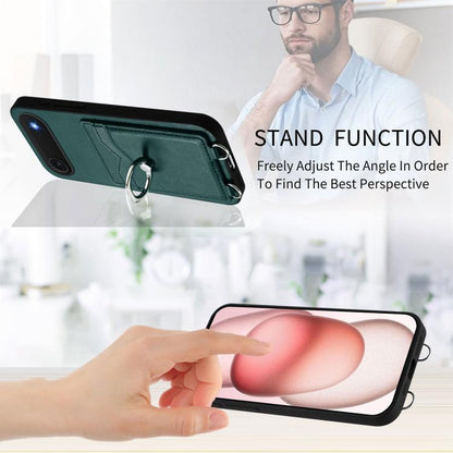 For iPhone Air R20 Crossbody Rope Ring Card Holder Phone Case(Green) - iPhone Air Cases by buy2fix | Online Shopping UK | buy2fix