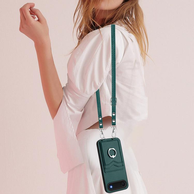 For iPhone Air R20 Crossbody Rope Ring Card Holder Phone Case(Green) - iPhone Air Cases by buy2fix | Online Shopping UK | buy2fix