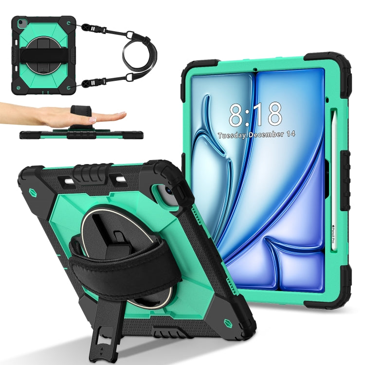 For iPad Air 13 2025 / 2024 Contrast Color Robot Silicone Hybrid PC Tablet Case(Black Mint Green) - iPad Air 13 2025 / 2024 Cases by buy2fix | Online Shopping UK | buy2fix