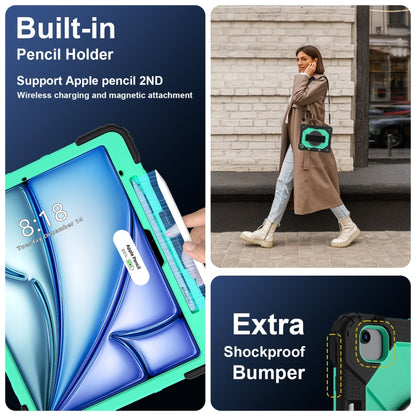 For iPad Air 13 2025 / 2024 Contrast Color Robot Silicone Hybrid PC Tablet Case(Black Mint Green) - iPad Air 13 2025 / 2024 Cases by buy2fix | Online Shopping UK | buy2fix