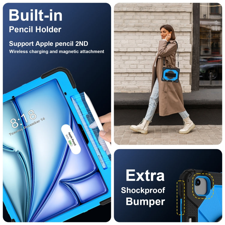 For iPad Air 13 2025 / 2024 Contrast Color Robot Silicone Hybrid PC Tablet Case(Black Blue) - iPad Air 13 2025 / 2024 Cases by buy2fix | Online Shopping UK | buy2fix