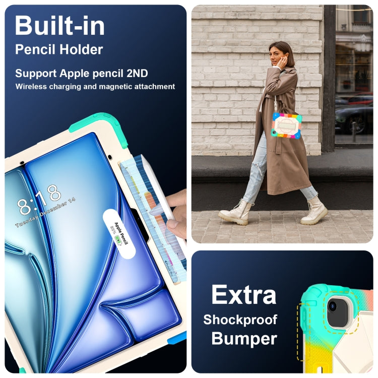 For iPad Air 13 2025 / 2024 Contrast Color Robot Silicone Hybrid PC Tablet Case(Colorful Blue) - iPad Air 13 2025 / 2024 Cases by buy2fix | Online Shopping UK | buy2fix