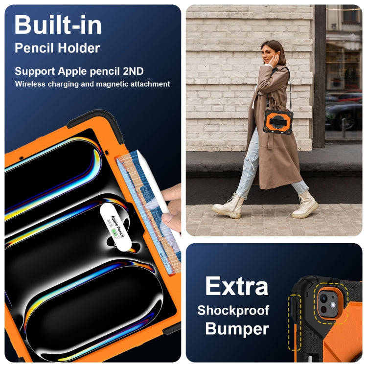 For iPad Pro 13 2024 Contrast Color Robot Silicone Hybrid PC Tablet Case(Black Orange) - iPad Pro 13 2024 Cases by buy2fix | Online Shopping UK | buy2fix