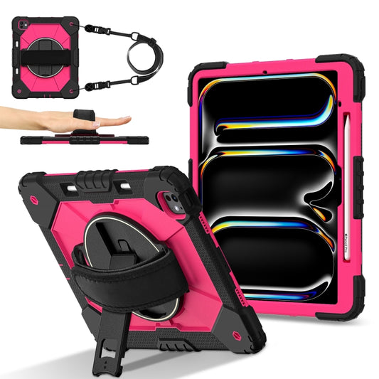 For iPad Pro 13 2024 Contrast Color Robot Silicone Hybrid PC Tablet Case(Black Rose Red) - iPad Pro 13 2024 Cases by buy2fix | Online Shopping UK | buy2fix