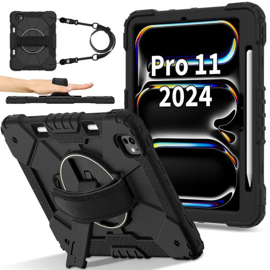For iPad Pro 11 2024 Contrast Color Robot Silicone Hybrid PC Tablet Case(Black) - iPad Pro 11 2024 Cases by buy2fix | Online Shopping UK | buy2fix