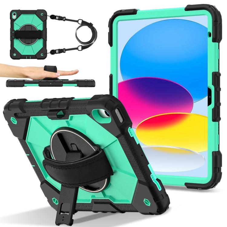 For iPad 2025 / 2022 Contrast Color Robot Silicone Hybrid PC Tablet Case(Black Mint Green) - iPad 2025 / 2022 Cases by buy2fix | Online Shopping UK | buy2fix