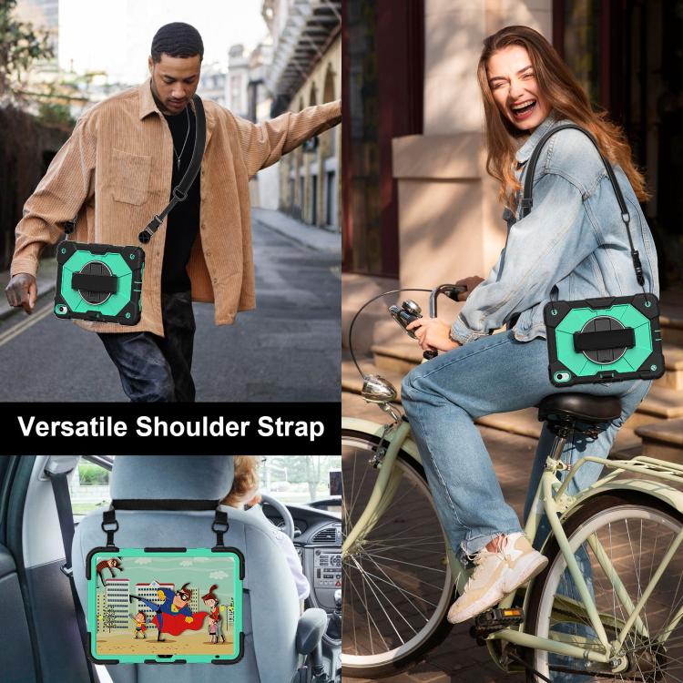 For iPad 2025 / 2022 Contrast Color Robot Silicone Hybrid PC Tablet Case(Black Mint Green) - iPad 2025 / 2022 Cases by buy2fix | Online Shopping UK | buy2fix