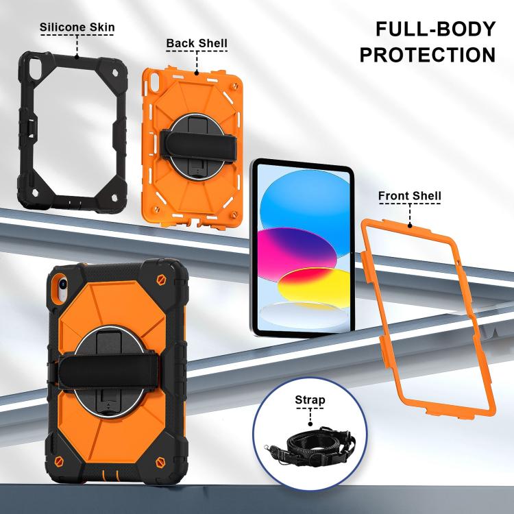 For iPad 2025 / 2022 Contrast Color Robot Silicone Hybrid PC Tablet Case(Black Orange) - iPad 2025 / 2022 Cases by buy2fix | Online Shopping UK | buy2fix