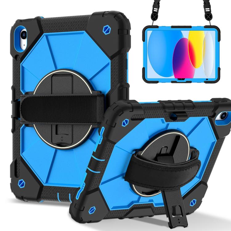For iPad 2025 / 2022 Contrast Color Robot Silicone Hybrid PC Tablet Case(Black Blue) - iPad 2025 / 2022 Cases by buy2fix | Online Shopping UK | buy2fix