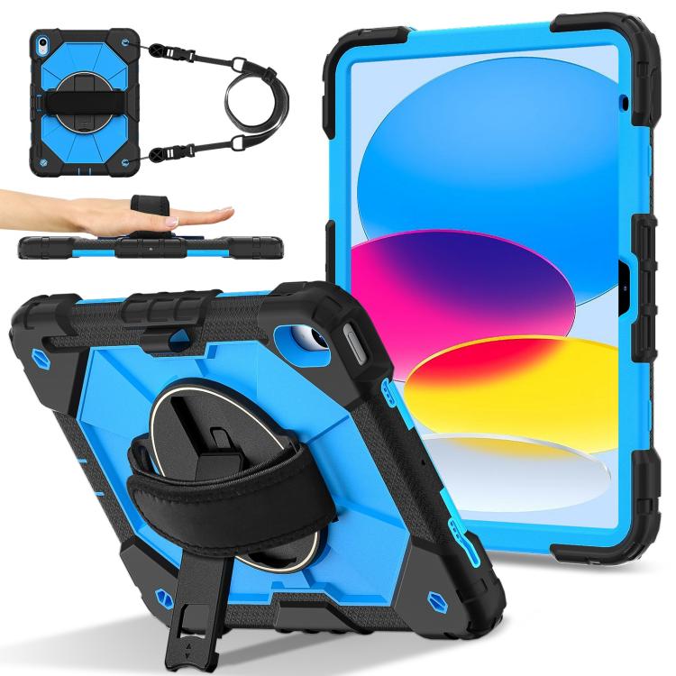 For iPad 2025 / 2022 Contrast Color Robot Silicone Hybrid PC Tablet Case(Black Blue) - iPad 2025 / 2022 Cases by buy2fix | Online Shopping UK | buy2fix