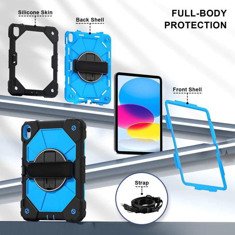 For iPad 2025 / 2022 Contrast Color Robot Silicone Hybrid PC Tablet Case(Black Blue) - iPad 2025 / 2022 Cases by buy2fix | Online Shopping UK | buy2fix