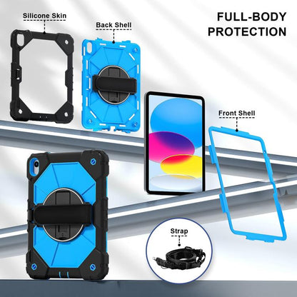 For iPad 2025 / 2022 Contrast Color Robot Silicone Hybrid PC Tablet Case(Black Blue) - iPad 2025 / 2022 Cases by buy2fix | Online Shopping UK | buy2fix