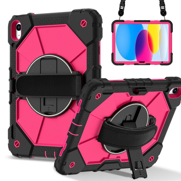 For iPad 2025 / 2022 Contrast Color Robot Silicone Hybrid PC Tablet Case(Black Rose Red) - iPad 2025 / 2022 Cases by buy2fix | Online Shopping UK | buy2fix