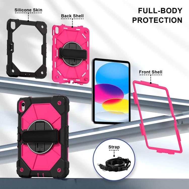 For iPad 2025 / 2022 Contrast Color Robot Silicone Hybrid PC Tablet Case(Black Rose Red) - iPad 2025 / 2022 Cases by buy2fix | Online Shopping UK | buy2fix