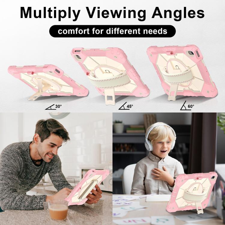 For iPad 2025 / 2022 Contrast Color Robot Silicone Hybrid PC Tablet Case(Rose Gold Beige) - iPad 2025 / 2022 Cases by buy2fix | Online Shopping UK | buy2fix