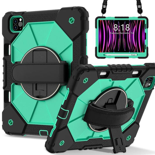 For iPad Air 5 / 4 / Pro 11 Contrast Color Robot Silicone Hybrid PC Tablet Case(Black Mint Green) - iPad Pro 11 (2022/2021) Cases by buy2fix | Online Shopping UK | buy2fix