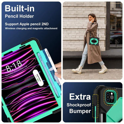 For iPad Air 5 / 4 / Pro 11 Contrast Color Robot Silicone Hybrid PC Tablet Case(Black Mint Green) - iPad Pro 11 (2022/2021) Cases by buy2fix | Online Shopping UK | buy2fix