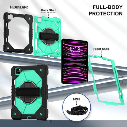 For iPad Air 5 / 4 / Pro 11 Contrast Color Robot Silicone Hybrid PC Tablet Case(Black Mint Green) - iPad Pro 11 (2022/2021) Cases by buy2fix | Online Shopping UK | buy2fix
