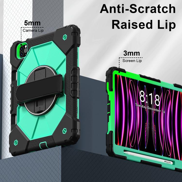 For iPad Air 5 / 4 / Pro 11 Contrast Color Robot Silicone Hybrid PC Tablet Case(Black Mint Green) - iPad Pro 11 (2022/2021) Cases by buy2fix | Online Shopping UK | buy2fix