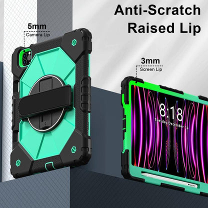 For iPad Air 5 / 4 / Pro 11 Contrast Color Robot Silicone Hybrid PC Tablet Case(Black Mint Green) - iPad Pro 11 (2022/2021) Cases by buy2fix | Online Shopping UK | buy2fix