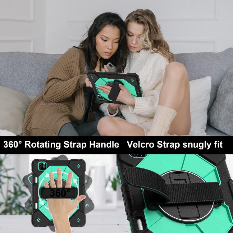For iPad Air 5 / 4 / Pro 11 Contrast Color Robot Silicone Hybrid PC Tablet Case(Black Mint Green) - iPad Pro 11 (2022/2021) Cases by buy2fix | Online Shopping UK | buy2fix